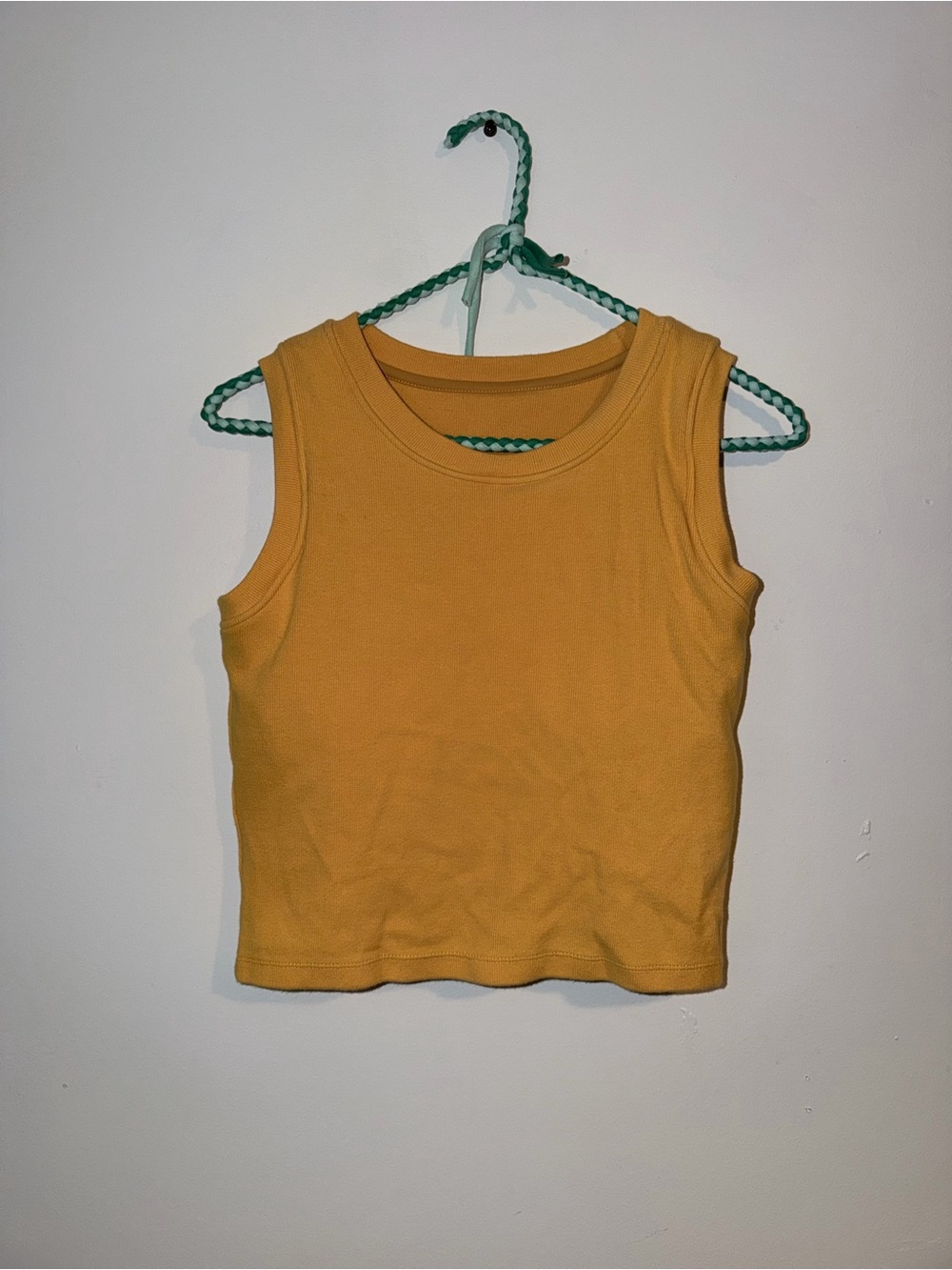 Orange built in bra cropped tank top